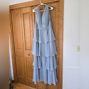 Elegant Light Blue Tiered Gown